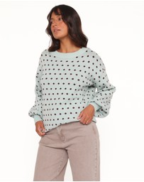 Petal & Pup - Jax Knit Sweater - Blue Polka Dot