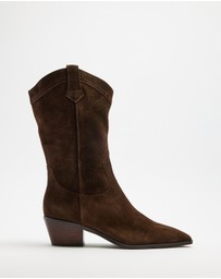 AERE - Rozalia Suede Cowboy Ankle Boots