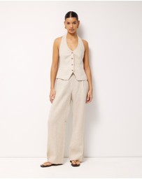 AERE - Ana Linen Button Front Halter Top