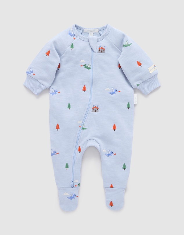 Purebaby - Embroidered Fleece Growsuit -Kids-Babies
