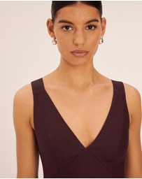 AERE - Nora Buckle Detail Linen Slip Dress
