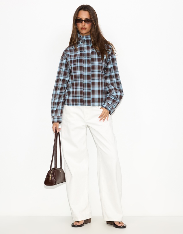Dazie - Isla Funnel Neck Check Bomber Jacket