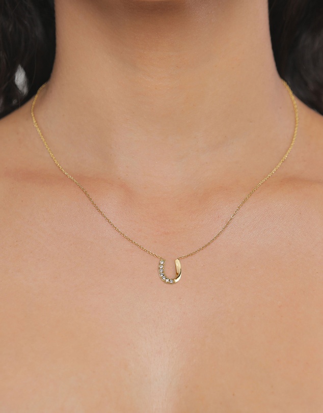 Elli Jewelry - Necklace Crystal Horseshoe 925 Sterling Silver Gold-Plated
