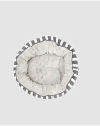 Mog & Bone - Reversible Cat Bed - Charcoal Hamptons Stripe Print