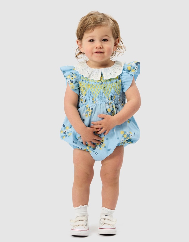 Goldie + Ace - Cotton Lani Shirred Romper - ICONIC EXCLUSIVE - Babies