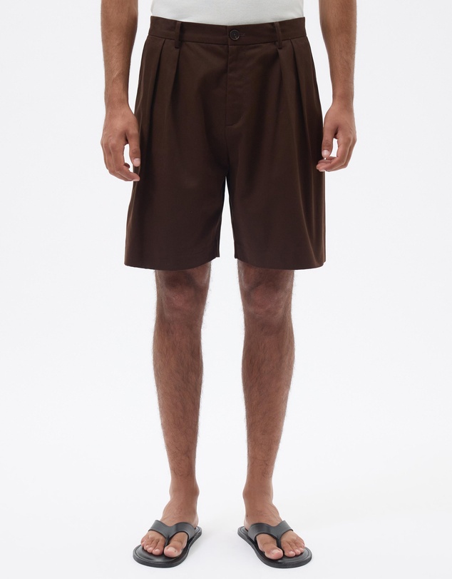 AERE - Pleated Cotton Tailored Shorts