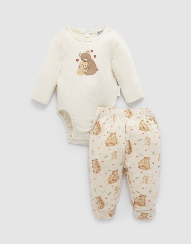 Purebaby - Love Bear 2 Piece Set -Kids-Babies