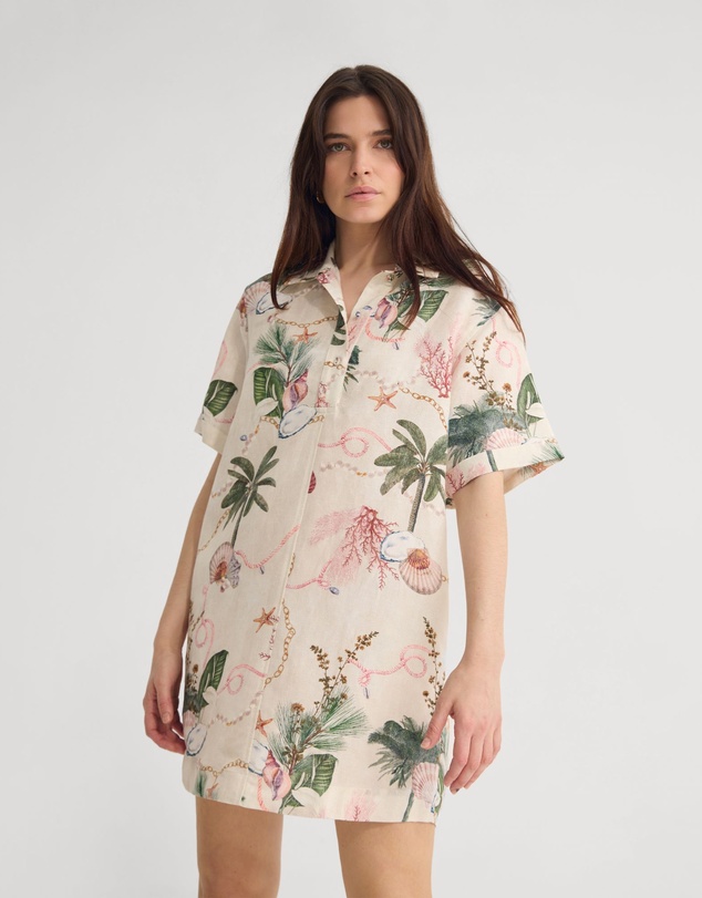 Oxford - Milos Printed Linen Mini Dress