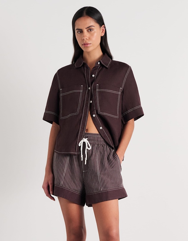 Jag - Gigi Linen Relaxed Short Sleeve Shirt