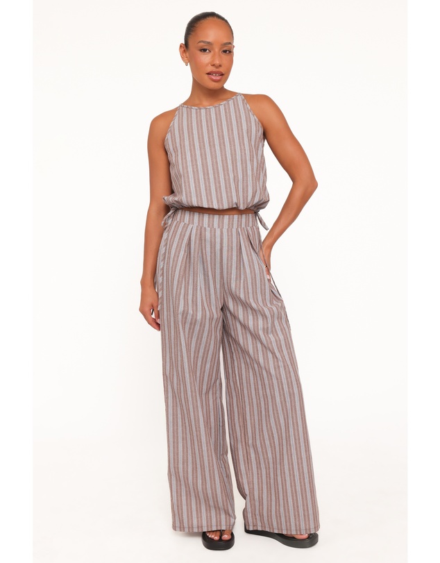 Petal & Pup - Avire Pant Set - Beige Blue Stripe