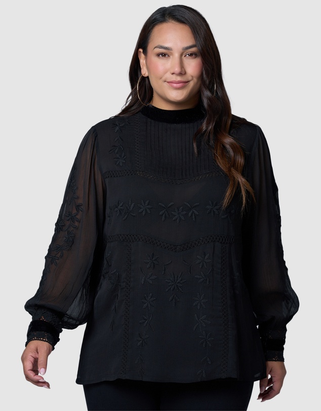 Sunday In The City - Nightfall Embroidered Blouse