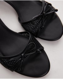 TOPSHOP - Imai Mesh Mid Heeled Mules With Bow Detail