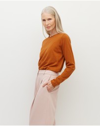 JH Lounge - JHL Crew L/S T (Fine Cotton Cashmere) Tobacco