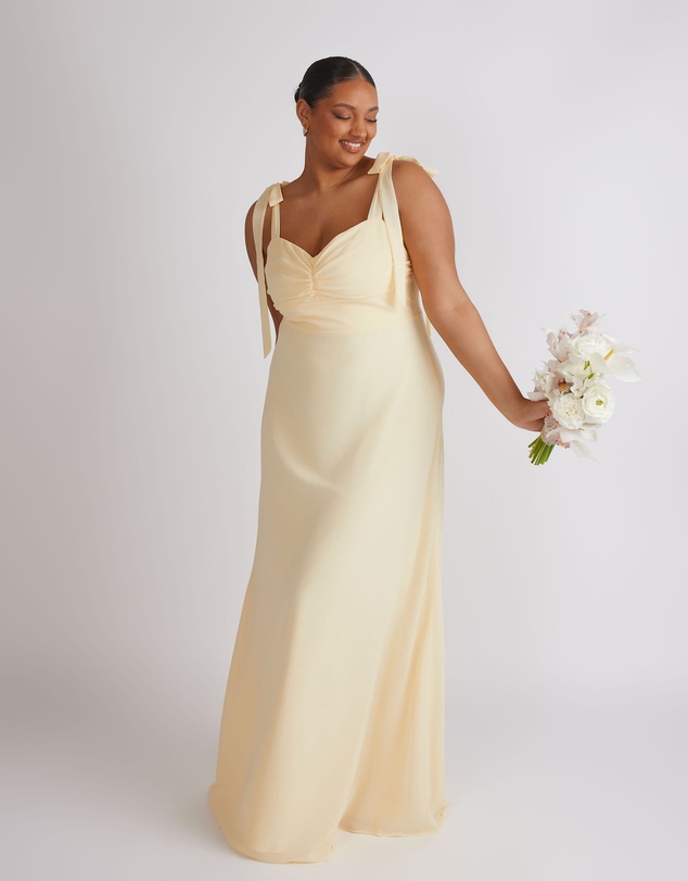 Six Stories - Bow Tie Shoulder Chiffon Bridesmaid Dress