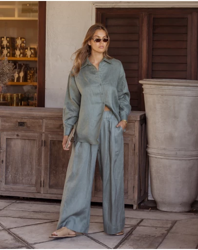ALEXANDRA - Teri Pants Dusty Green