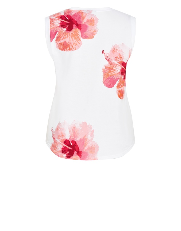 City Chic - Plus size Festival Fleur Tank - ivory