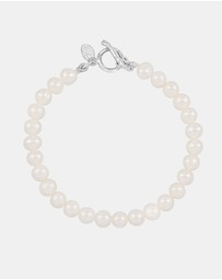 Dower & Hall - Men's White Pearl Bracelet In Sterling Silver