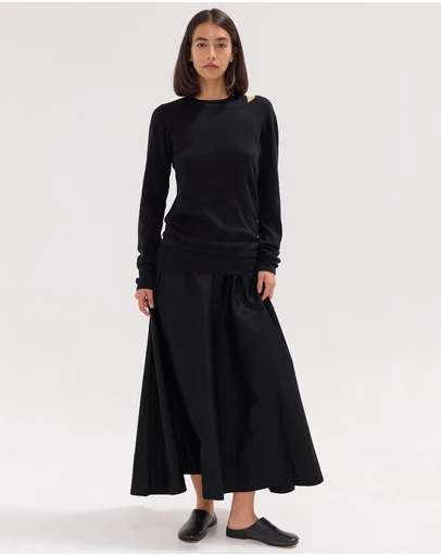 Cloth & Co. - The Poplin Maxi Skirt Black