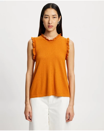 Lindsay Nicholas New York - Frill Crew Neck Shell Top
