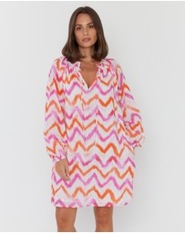 ALEXANDRA - Tobias Dress Pink Orange Zig Zag