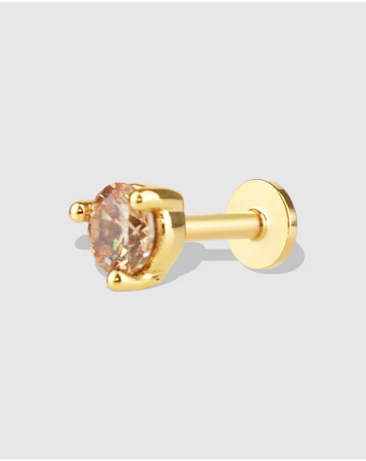 Wanderlust + Co - Birthstone Gold Flat Back Earring - Nov
