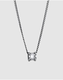 Kuzzoi - ICONIC EXCLUSIVE - Necklace Men's Ring Element Basic in 925 Sterling Silver Oxidised