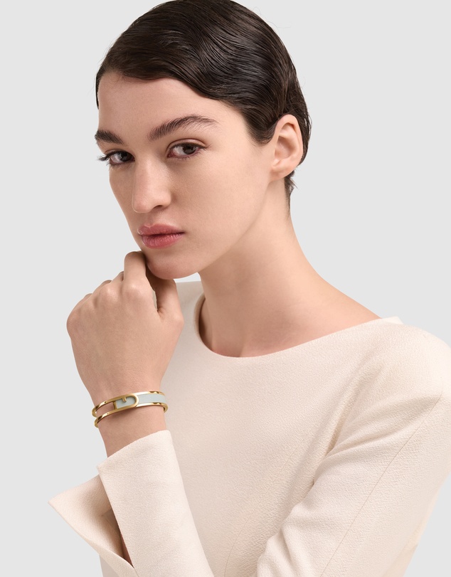 Furla - Furla Arch Essence Gold-Tone Blue Leather Bangle Bracelet