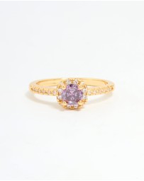 Lovisa - Gold Plated Pink Cubic Zirconia Mini Cushion Ring