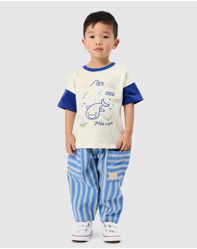 Goldie + Ace - Lightweight Cotton Twill Pants Stripe Kit Pants - ICONIC EXCLUSIVE - Babies-Kids