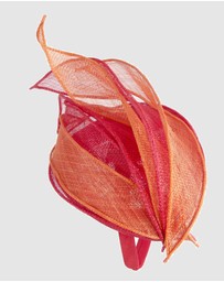Max Alexander - Pillbox Red Orange Racing Fascinator