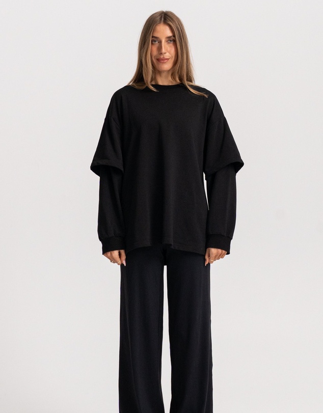 HyperLuxe The Label - Double Take LS- Black