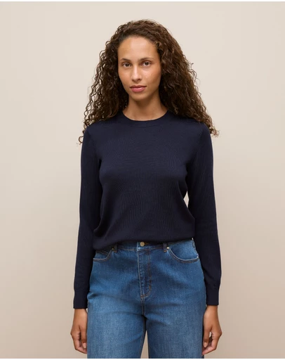 Trenery - Merino Classic Crew in Night Sky