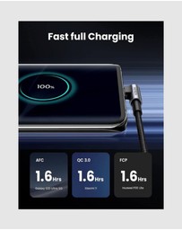 Ugreen - UGREEN 90 Degree Angle USB-C Male to USB-A Male Braided Cable 1m