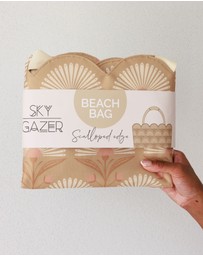 Sky Gazer - Scalloped Edge Beach Bag- Rosebud Tan