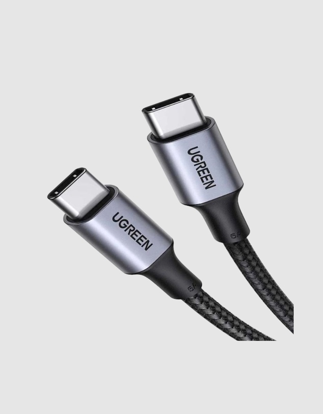 Ugreen - UGreen 1.5m Type C 2.0 Male to Type C 2.0 Male 5A Fast Charging Data Cable Space Gray