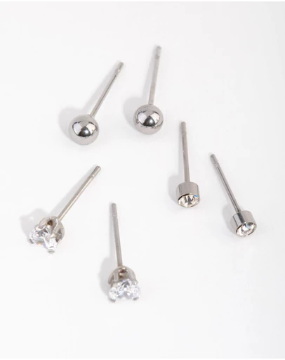 Lovisa - Surgical Steel Love Stud Earrings 3-Pack