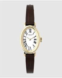 TIMEX - Women's Cavatina Gold-tone Case with Brown Strap