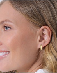 Elli Jewelry - Earrings Creoles Studs Chunky In 925 Sterling Silver Gold Plated
