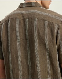 AERE - Linen Stripe Camp Collar Shirt