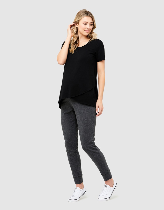 Ripe Maternity - Short Sleeve Raw Edge Nursing Top
