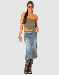 EDIKTED - Arabella Distressed Denim Mini Skirt