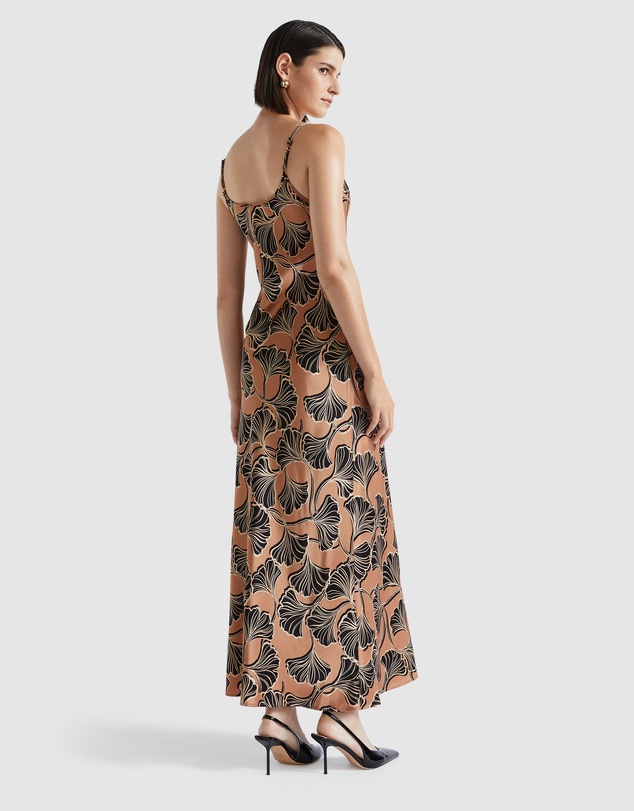 Seed Heritage - Satin Abstract Floral Slip Dress