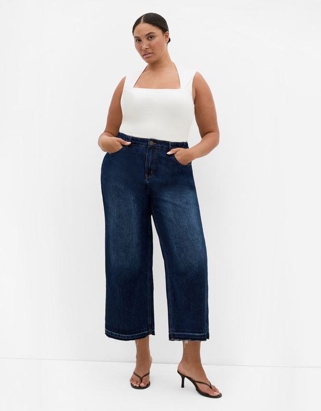 City Chic - Plus size Harley Fit Wide Leg Crop Jean - dark wash