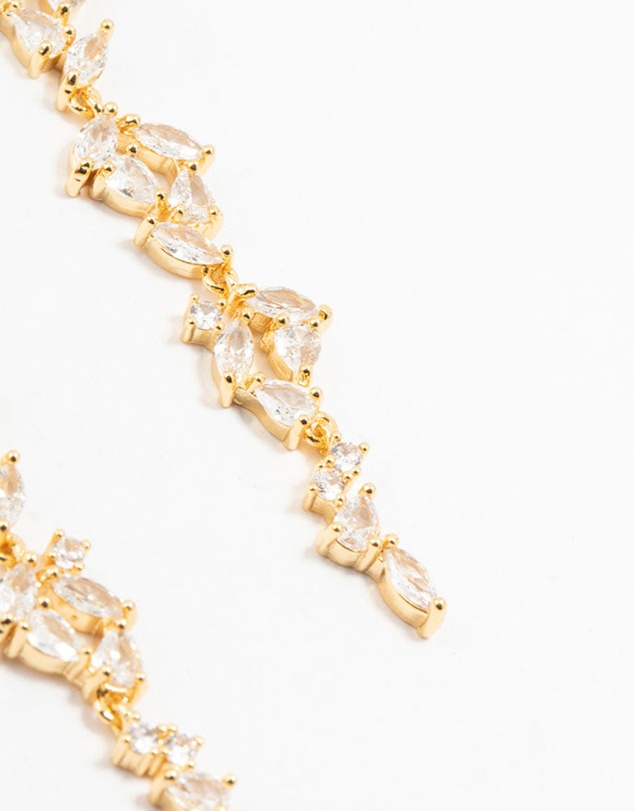 Lovisa - Gold Plated Cascading Pear & Marquise Cubic Zirconia Earrings