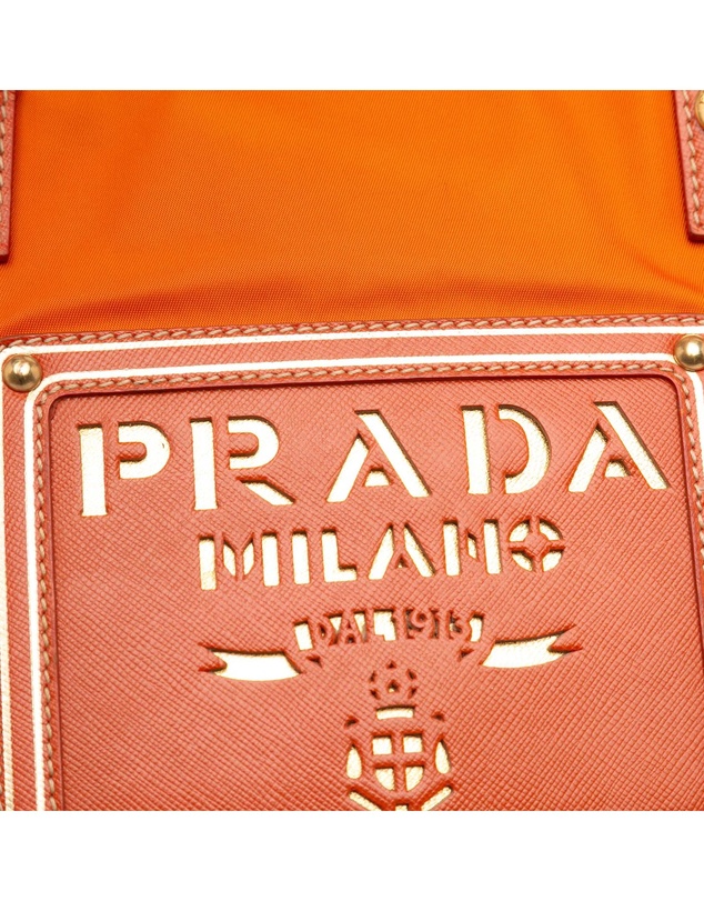 Pre-Loved by Azura Reborn - Pre-Loved Saffiano Trimmed Tessuto Logo Oro Satchel