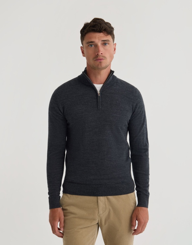 Oxford - Merino Zip Neck Pure Wool Pullover