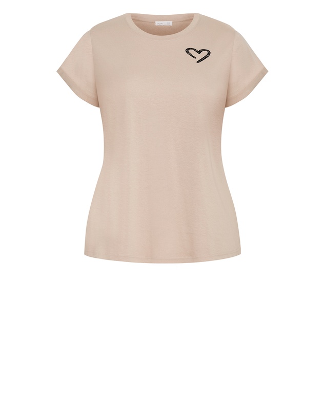 City Chic - Plus size Davina Cotton Tee - stone