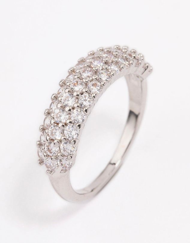 Lovisa - Silver Slim Cubic Zirconia Band Ring