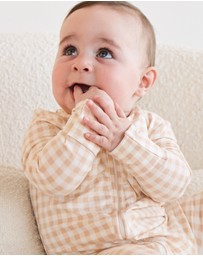 Kynd Baby - Day or Night Onesie in Neutral Gingham