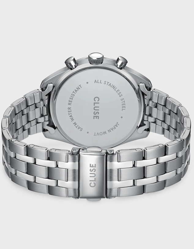 Cluse - Aravis Dual Timer Steel, Black, Silver Colour